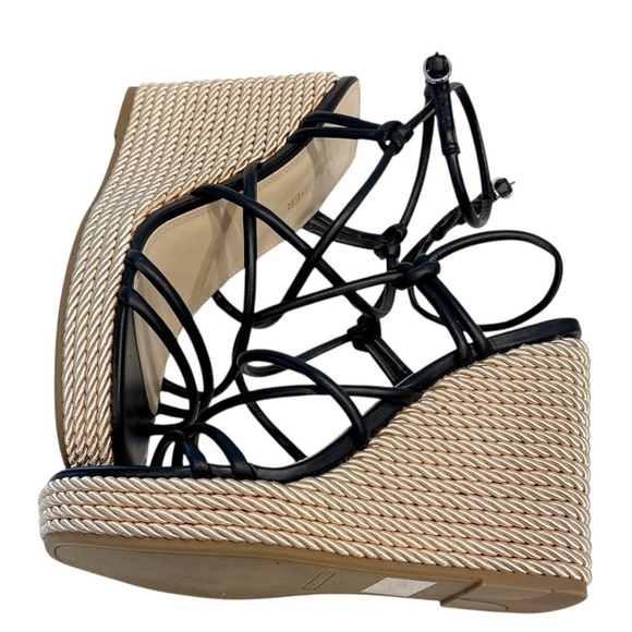 Marc Fisher Women's Zesty Black Espadrille Wedge Sandal Heels Summer Size 7.5 - Picture 4 of 8